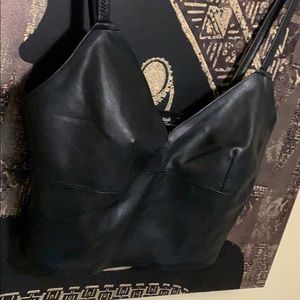 Faux leather cami bralette